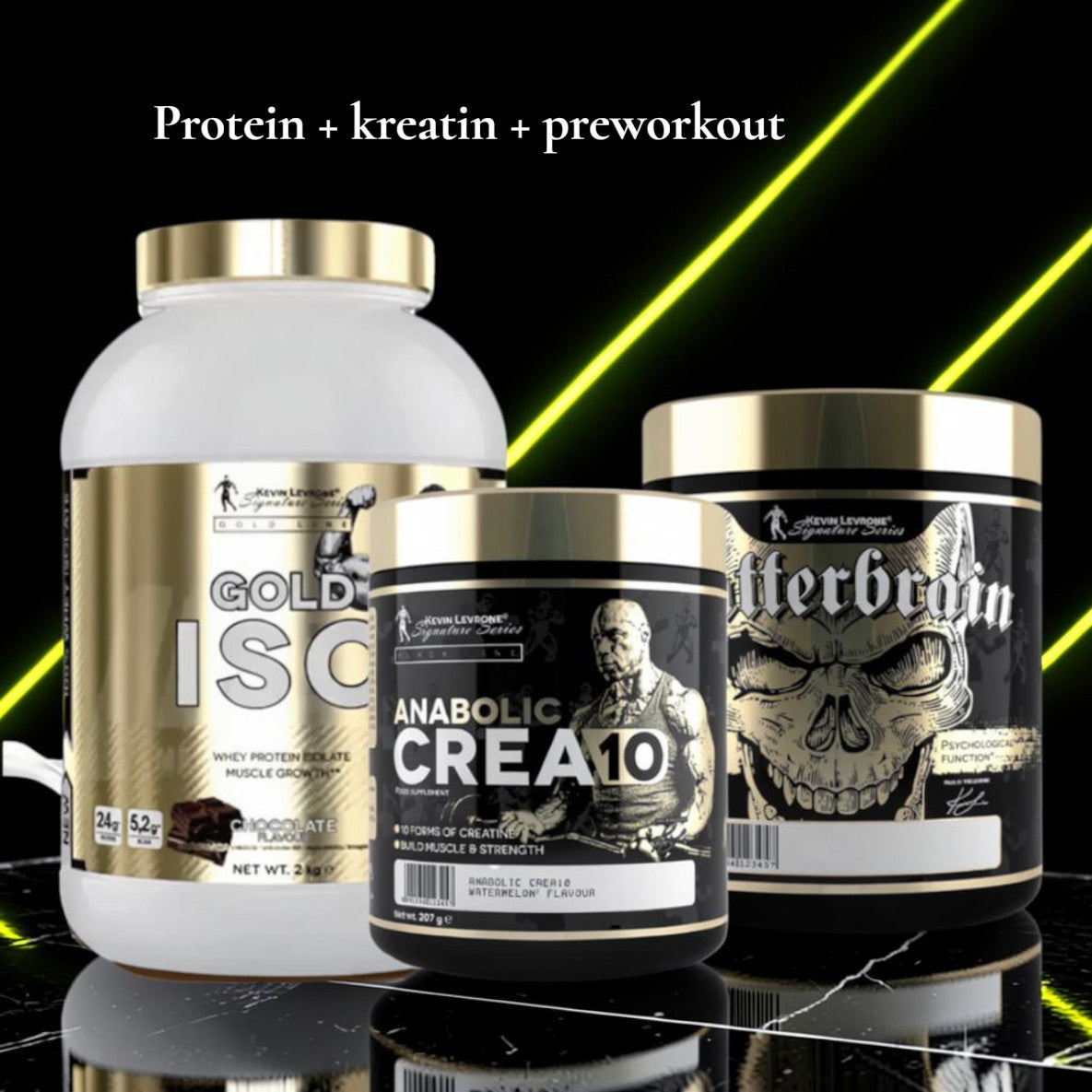 Kevin Levrone paket Gold ISO 2kg Gold Creatine 300g Scatterbrain 270g.